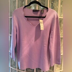 Dana Buchman Lilac Notch Neck Pullover